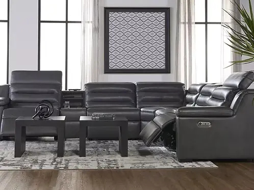 Tanner Iron 6-Piece Power Reclining Sectional by Hughes Furniture